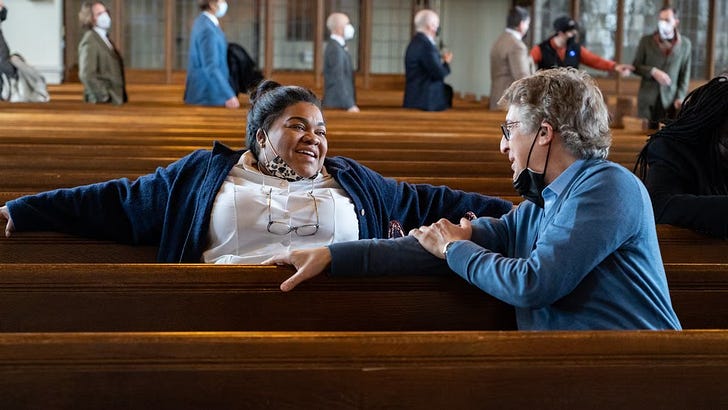Da'Vine Joy Randolph and Payne on the "Holdovers" set