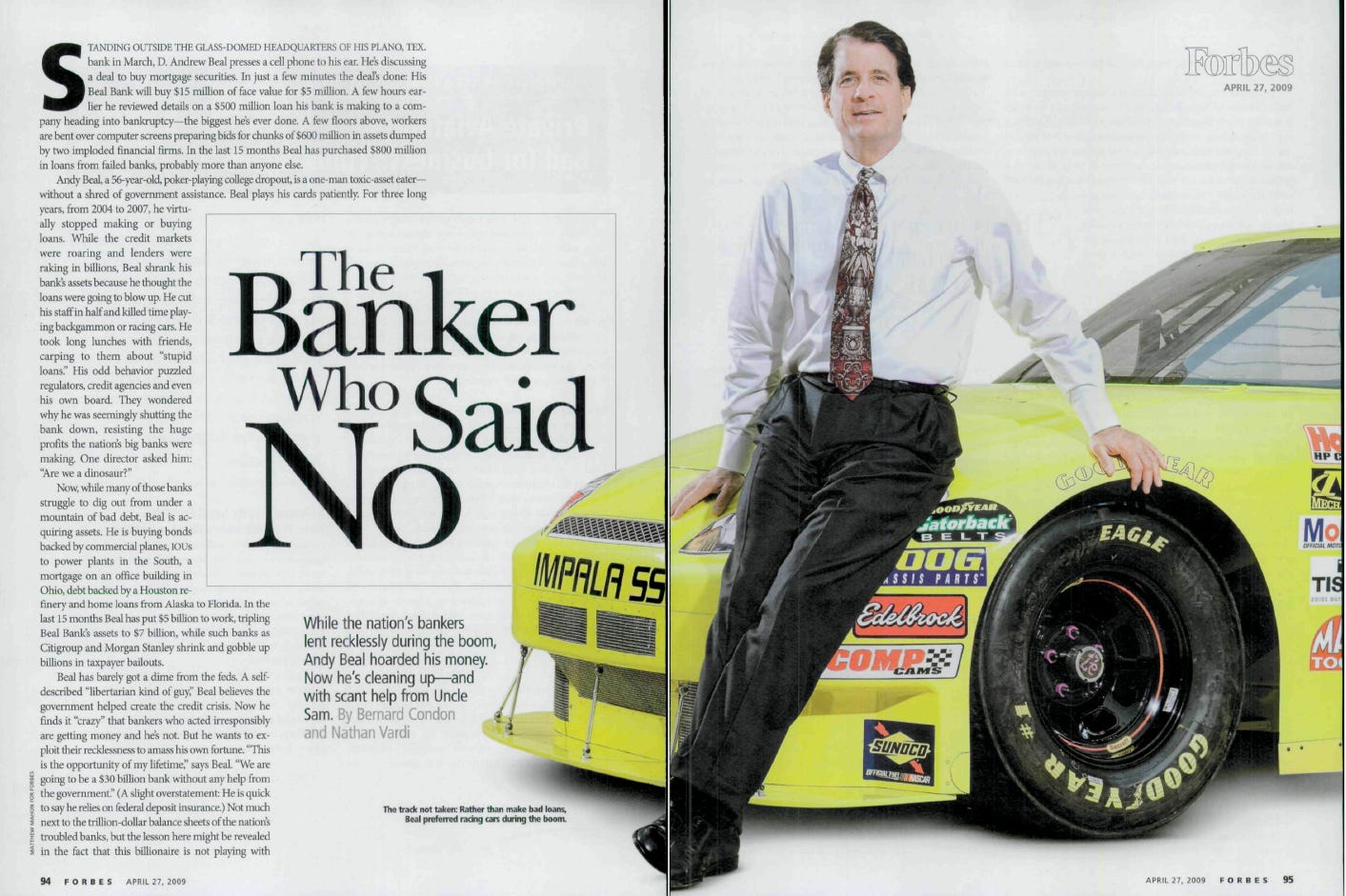 Andy Beal, Forbes Article entitled, “The Banker Who Said No”