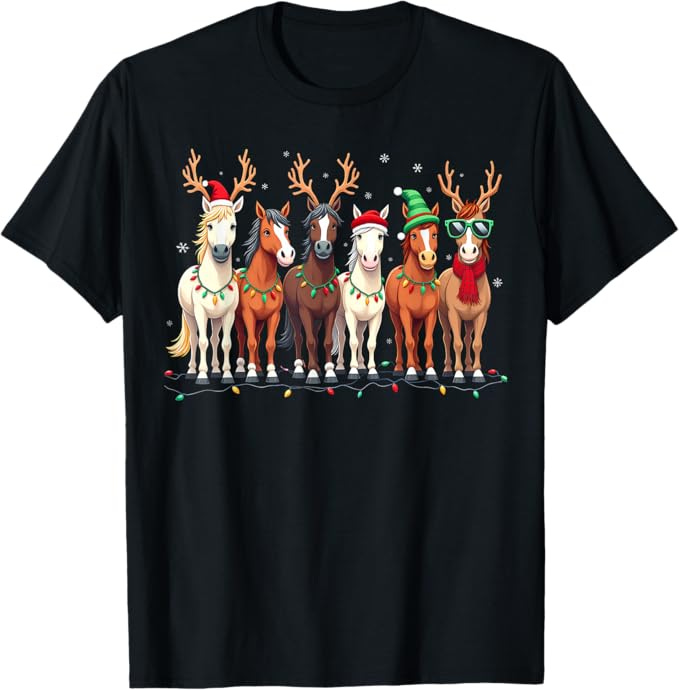 Horse Lover Santa Hat Christmas Xmas Holiday Girls Pajamas T-Shirt Horse Lover Santa Hat Christmas Xmas Holiday Girls Pajamas T-Shirt