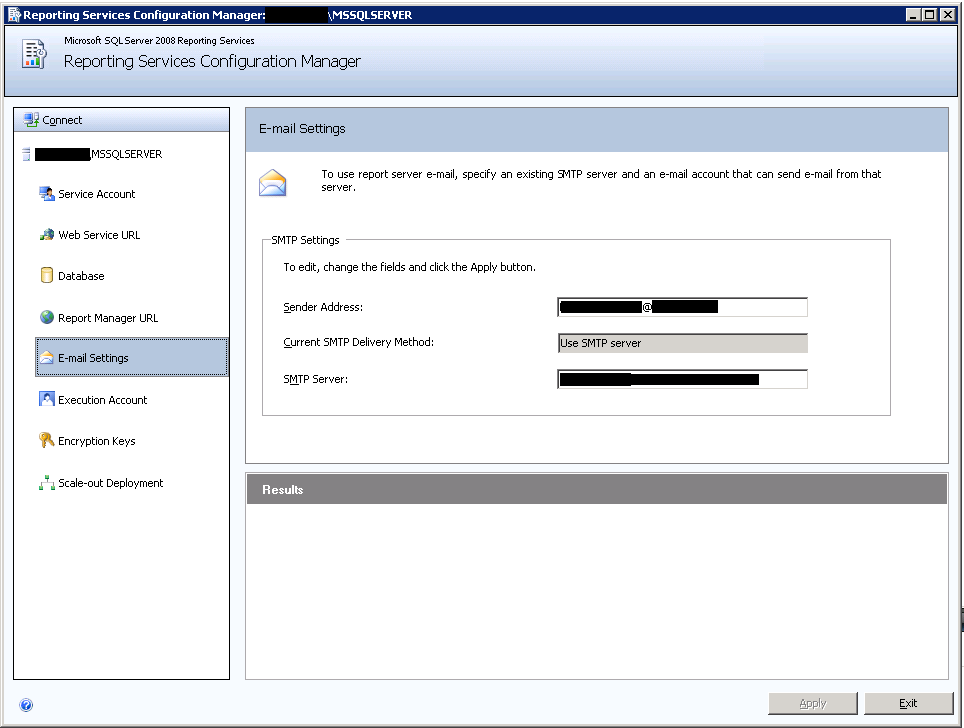 SQL Server Reporting Services Configuration SQL Server Reporting Services Configuration