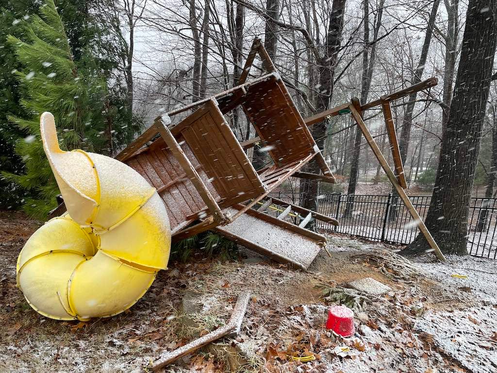 blown over swingset