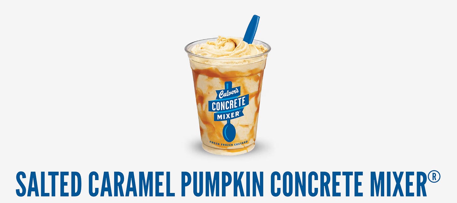 Culver's salted caramel pumpkin concrete mixer