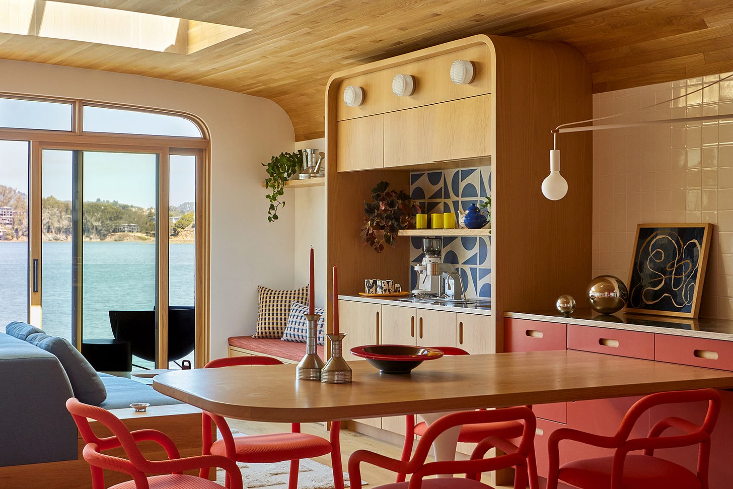 colorful houseboat interior