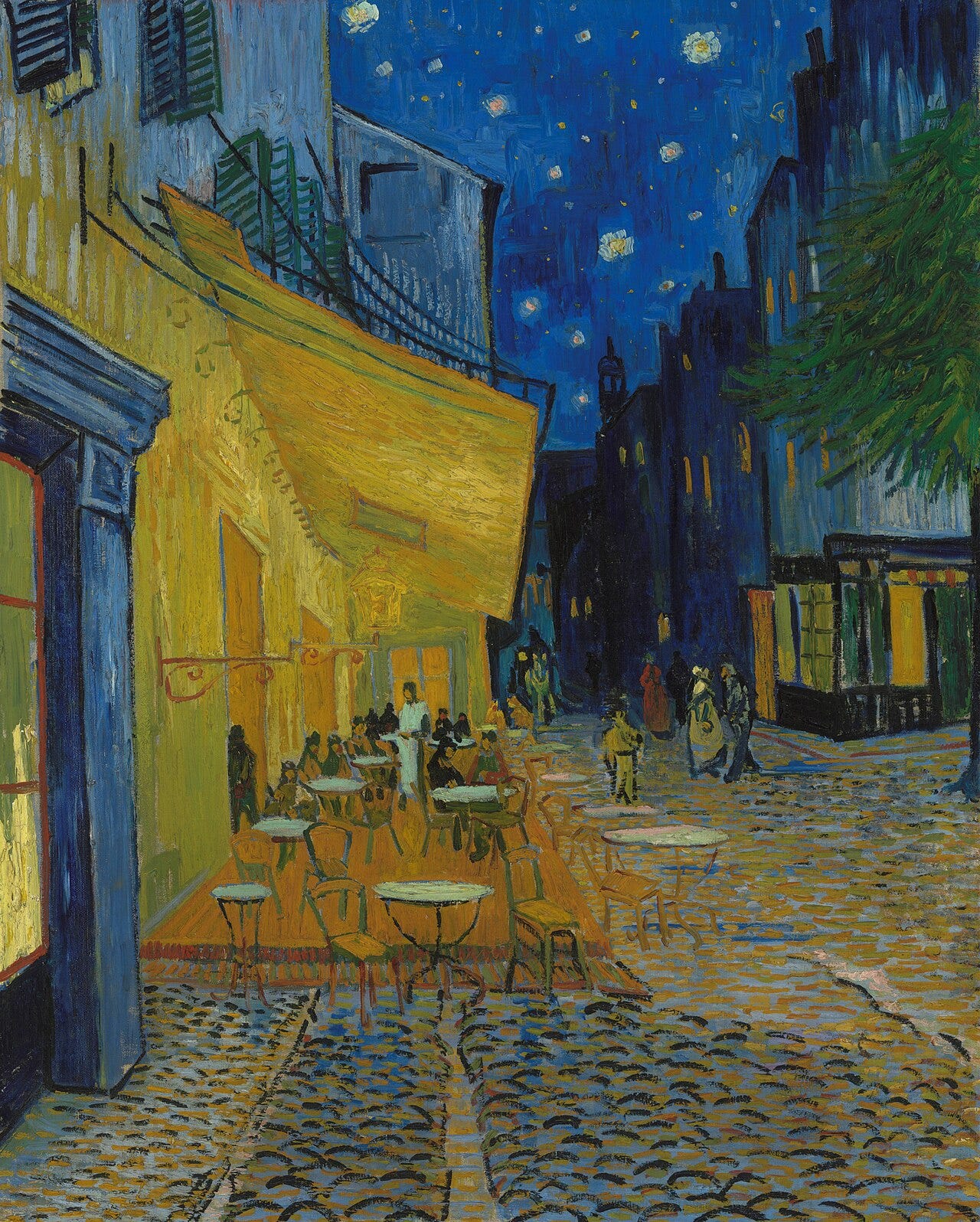 Van Gogh's Cafe Terrace at Night, a lamplit Arles terrace under a sky full of stars Van Gogh's Cafe Terrace at Night, a lamplit Arles terrace under a sky full of stars