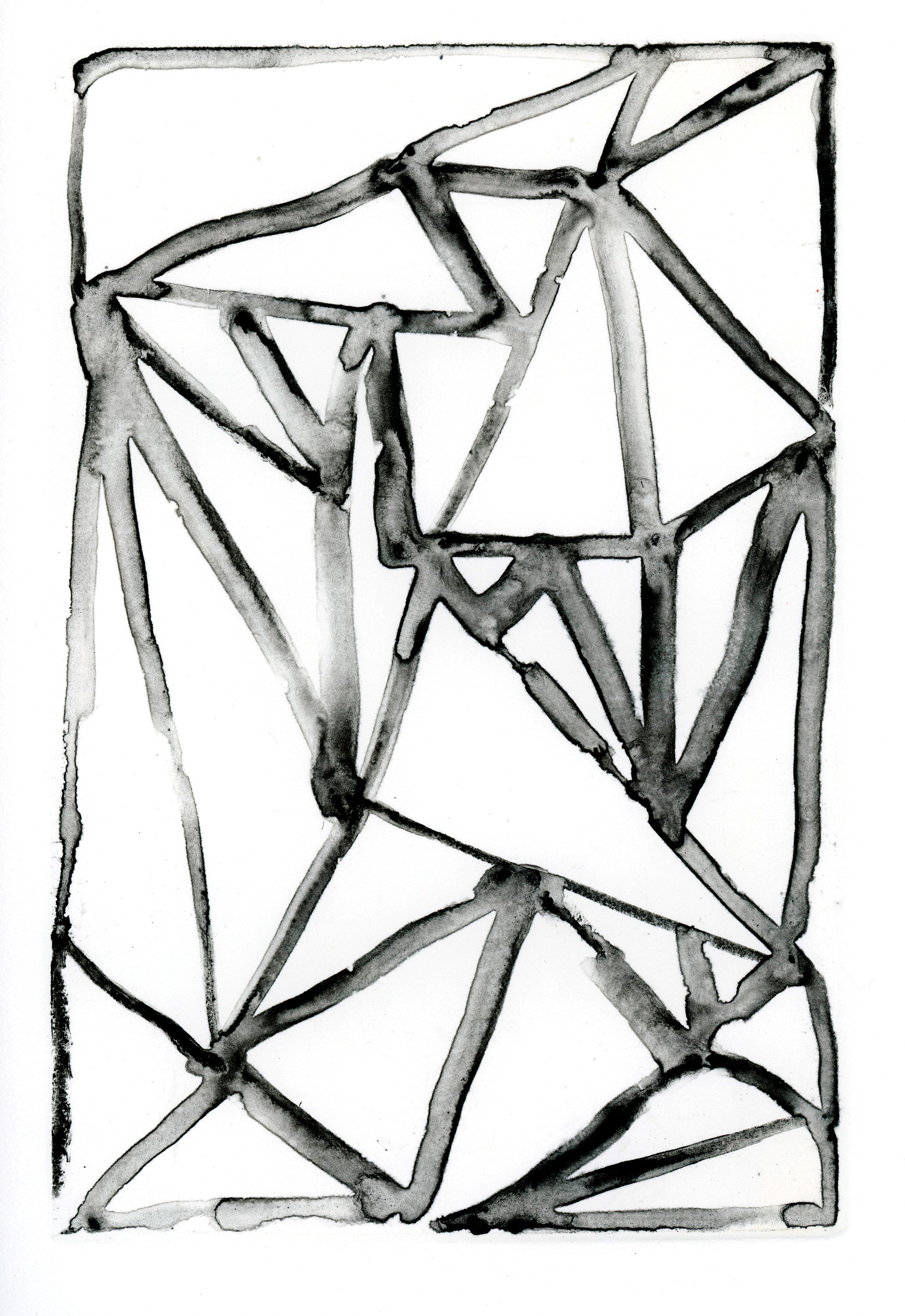 white triangles outlined in black brushstrokes