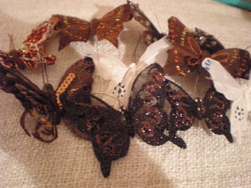 Brown Glitter Feather Butterflies Brown Glitter Feather Butterflies