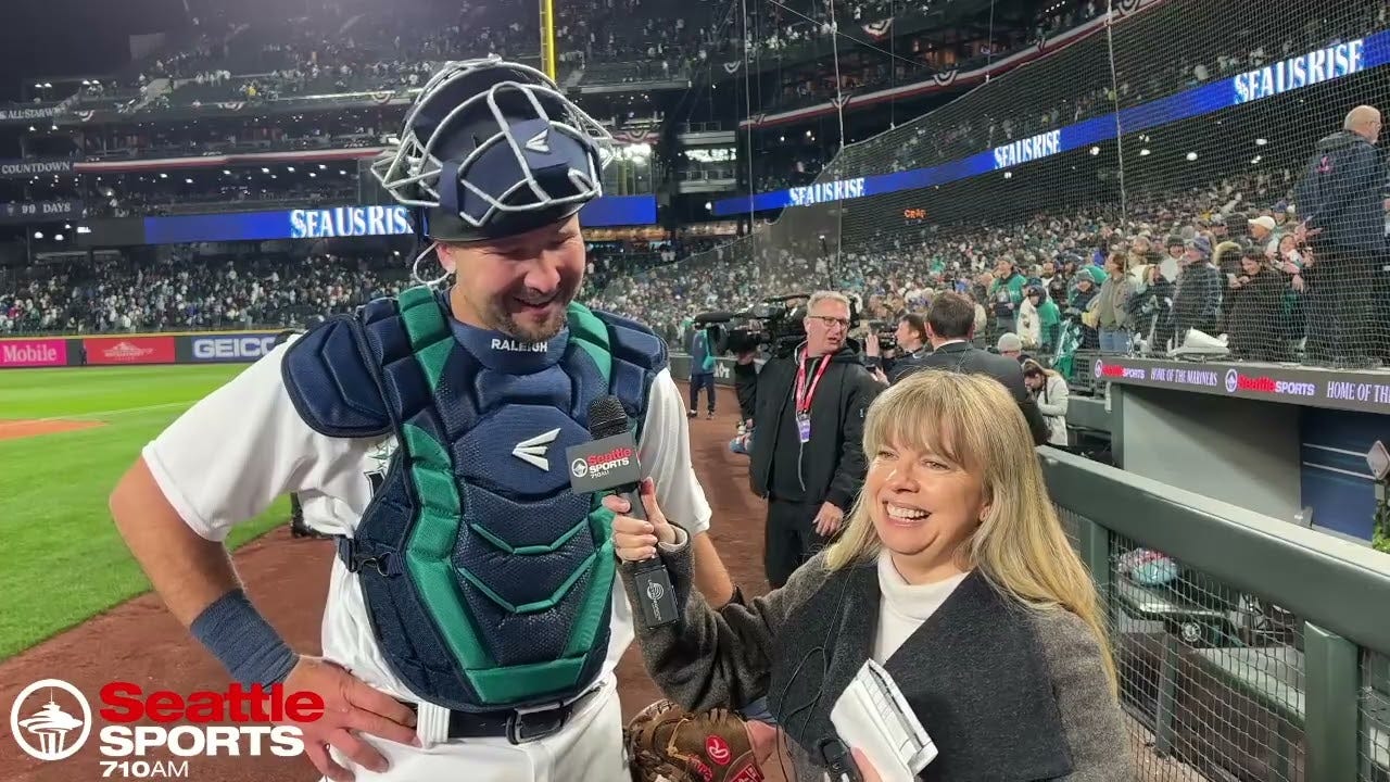Cal Raleigh shares his thoughts following the Mariners win over the  Guardians with Shannon Drayer - YouTube