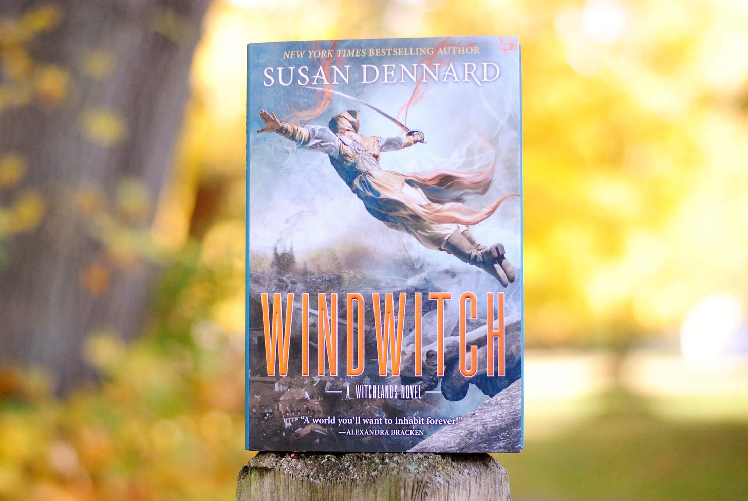 A photo of the hardcover repackage of Windwitch with Merik leaping off a building Assassin's Creed style