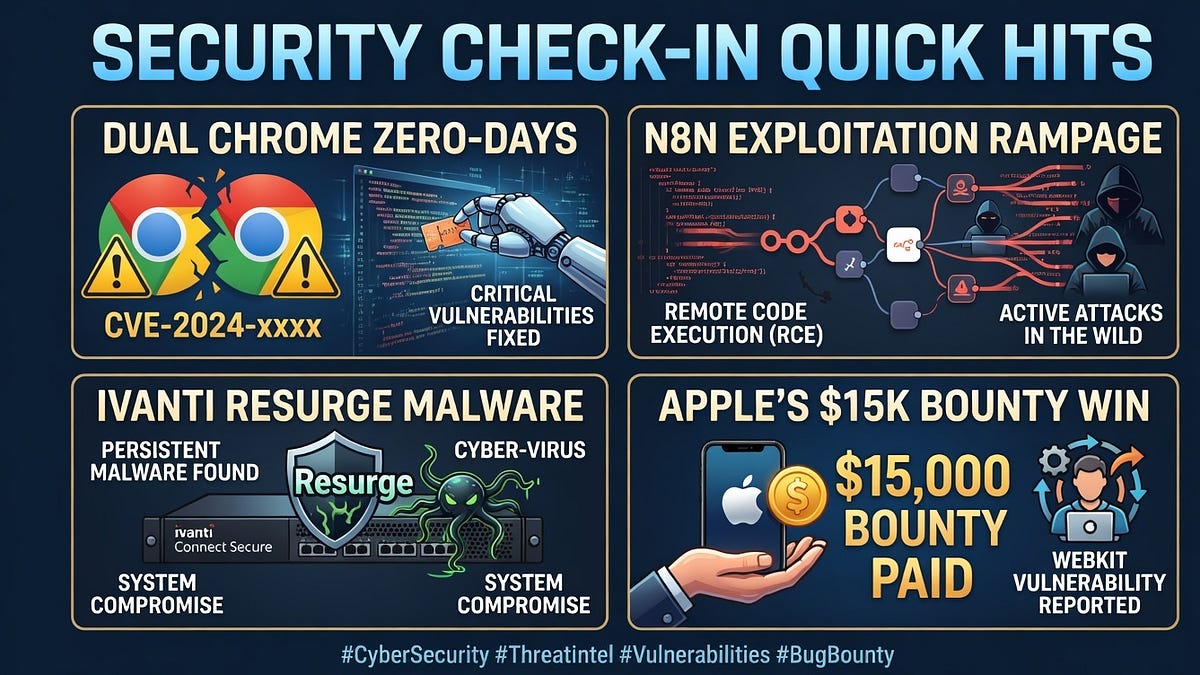 Security Check-in Quick Hits: Dual Chrome Zero-Days, n8n