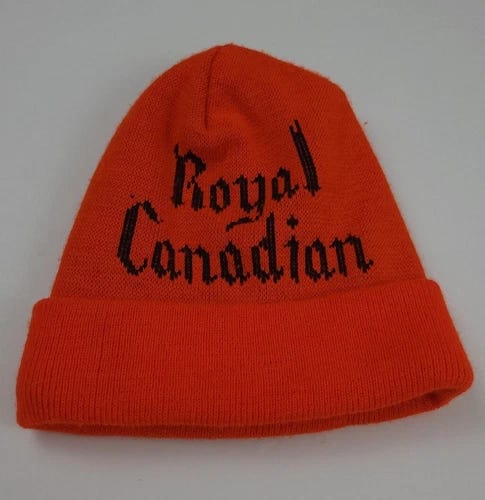 Vintage 90s Royal Canadian Orange Knit Beanie Hat Vtg Rare Whiskey Liquor USA  - Picture 1 of 4