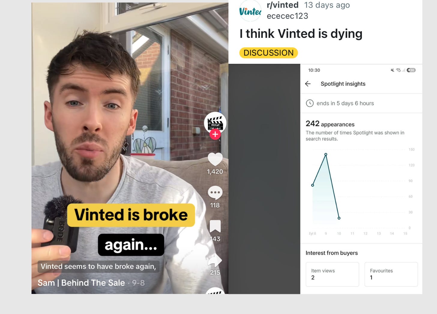 People complaining about Vinted online