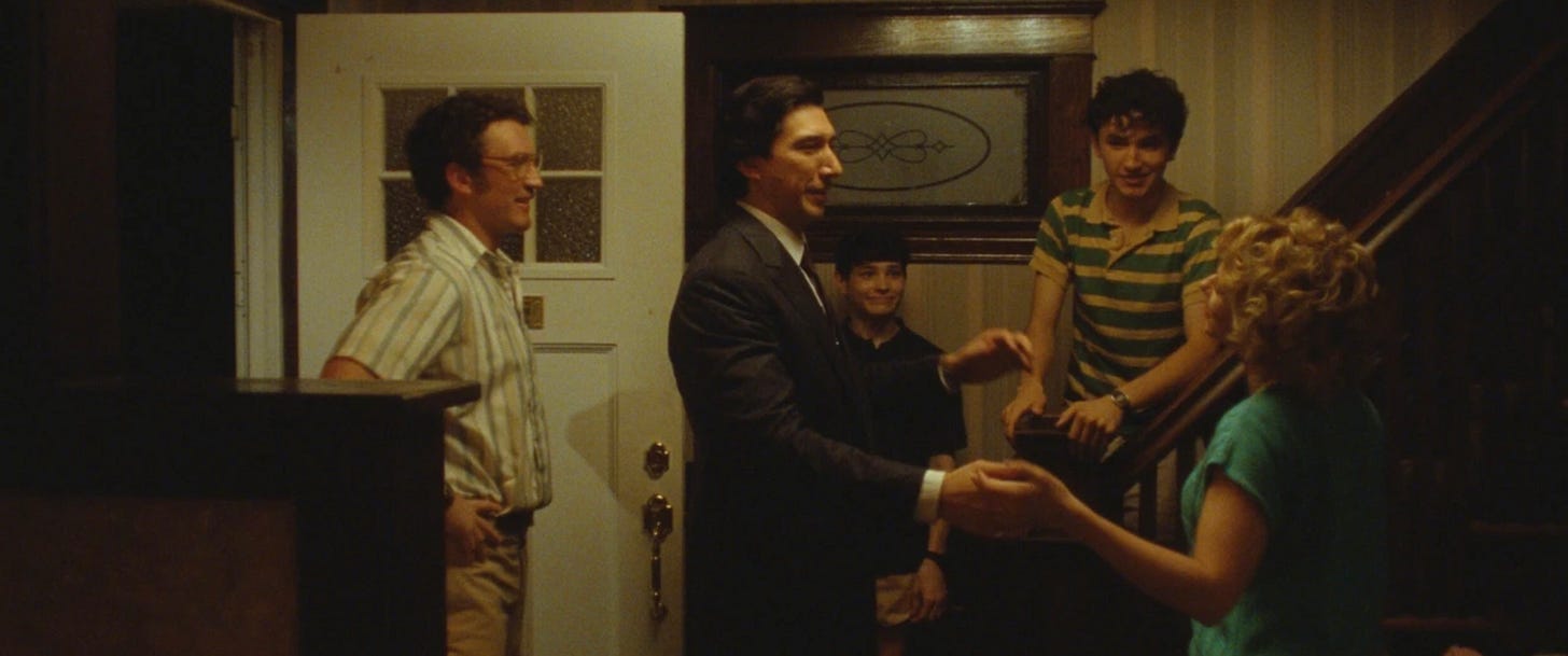 Adam Driver, Miles Teller and Scarlett Johansson greeting each other in James Gray's Paper Tiger (2026) Adam Driver, Miles Teller and Scarlett Johansson greeting each other in James Gray's Paper Tiger (2026)