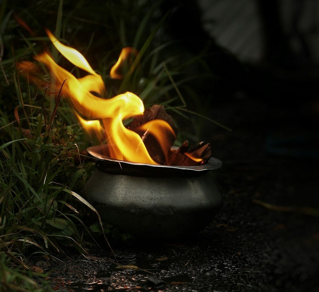 a pot of fire