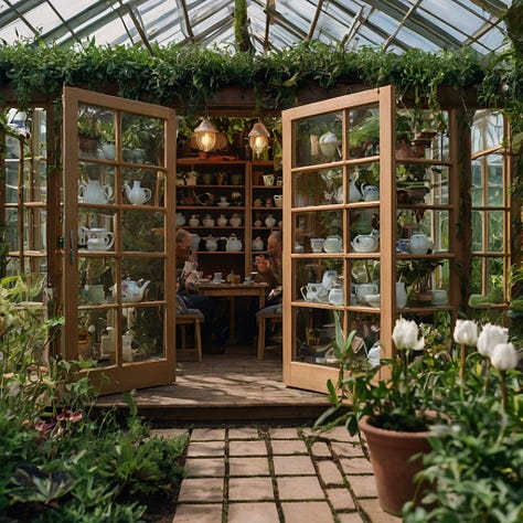 Pathways, tea house, tea time, tea garden