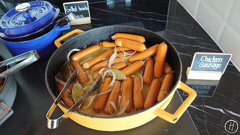 Food offerings at Moxy breakfast buffet