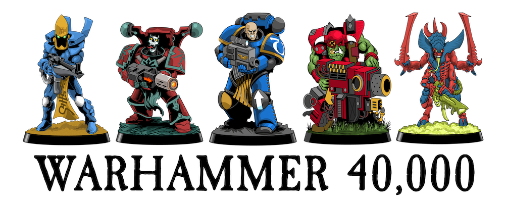 The Lexicanum banner, depicting cartoons of several of the 40K races and the title "Warhammer 40,000"