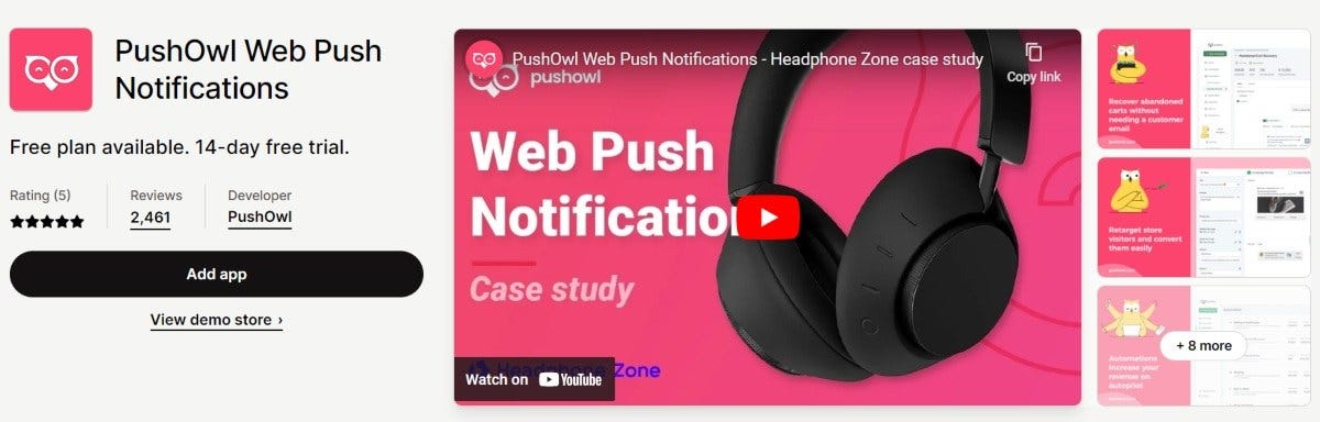 PushOwl Shopify app