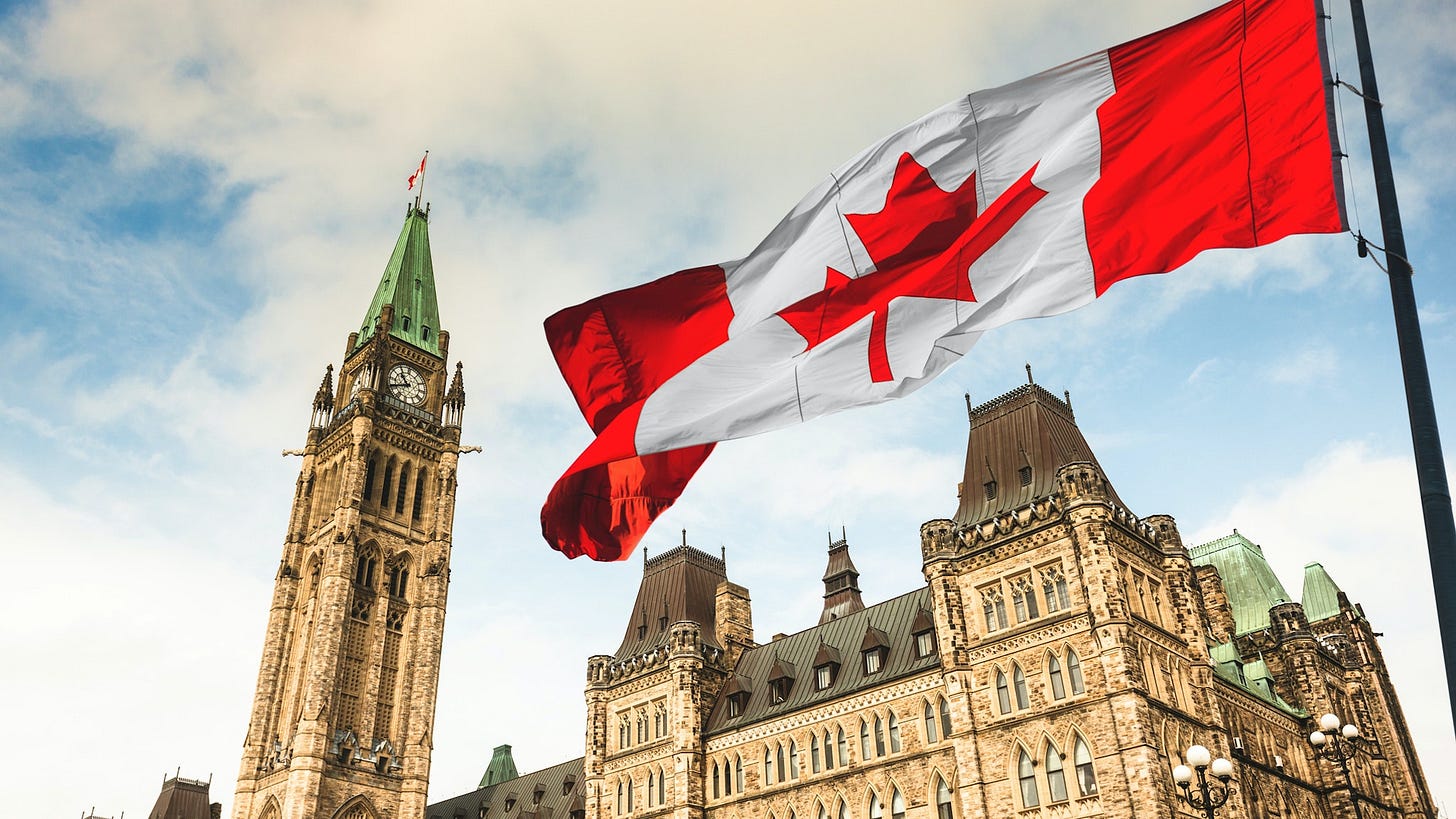 canada flag waving in ottawa. franckreporter. Getty Images.
