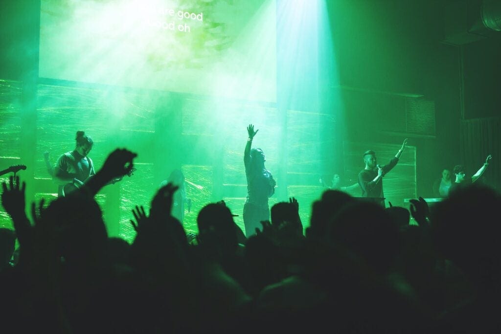 People at religious concert