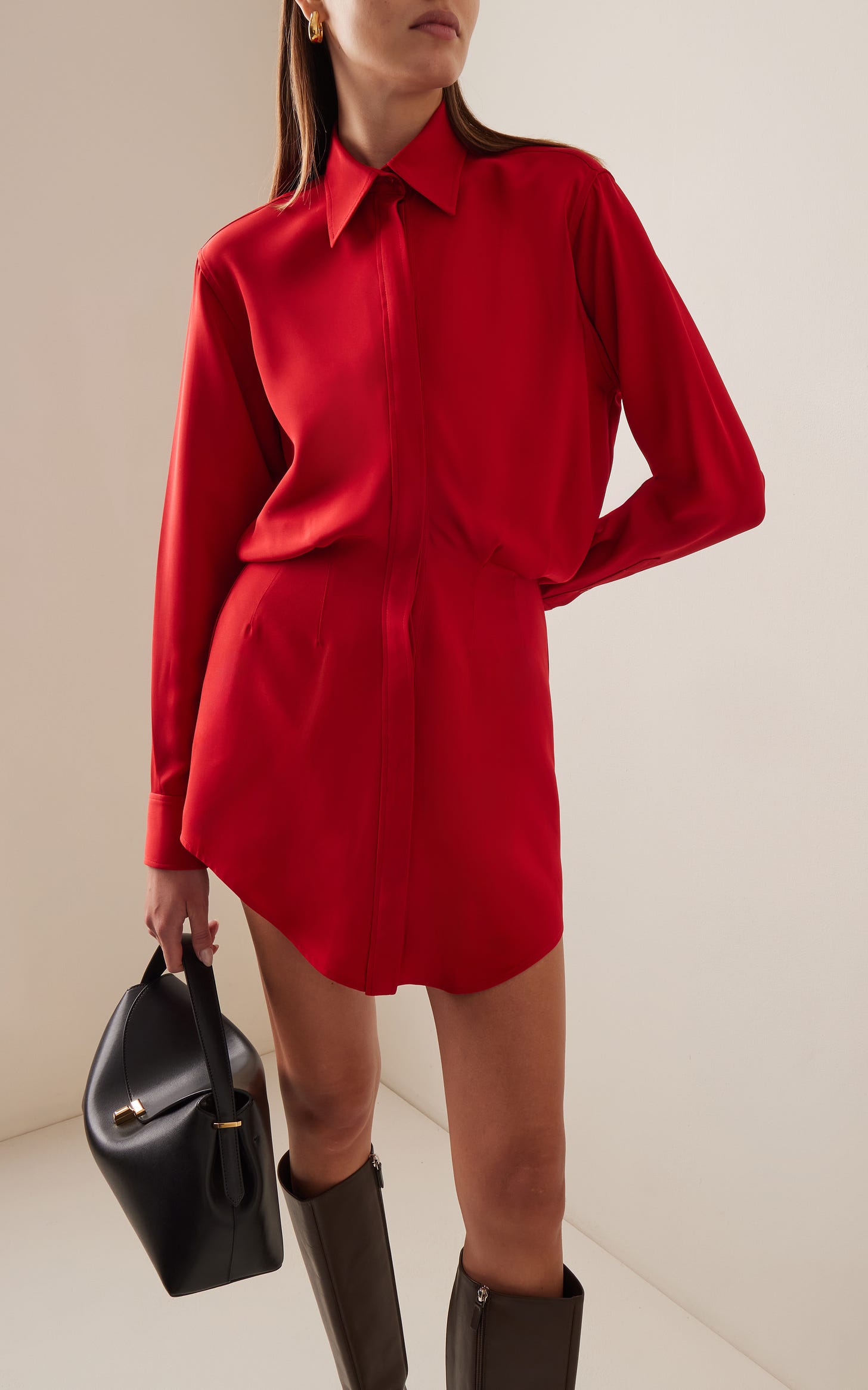 The Vera Silk-Crepe Mini Shirt Dress