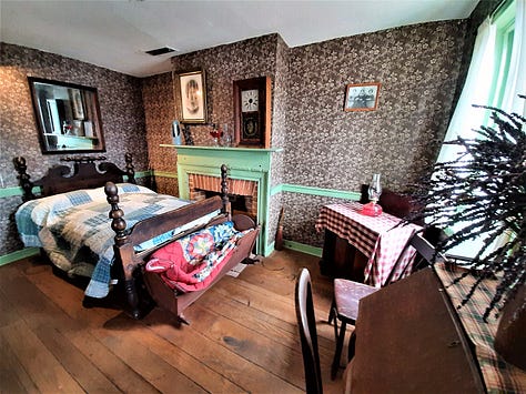 Pictures of the inside of the Jennie Wade house including rooms set up to look as they would have in 1863 on the day she was killed.