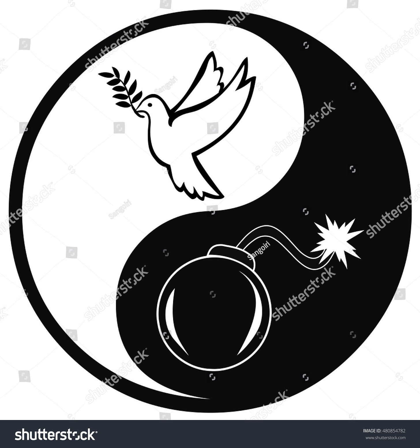 Peace and War. Symbol for pacifism versus warfare