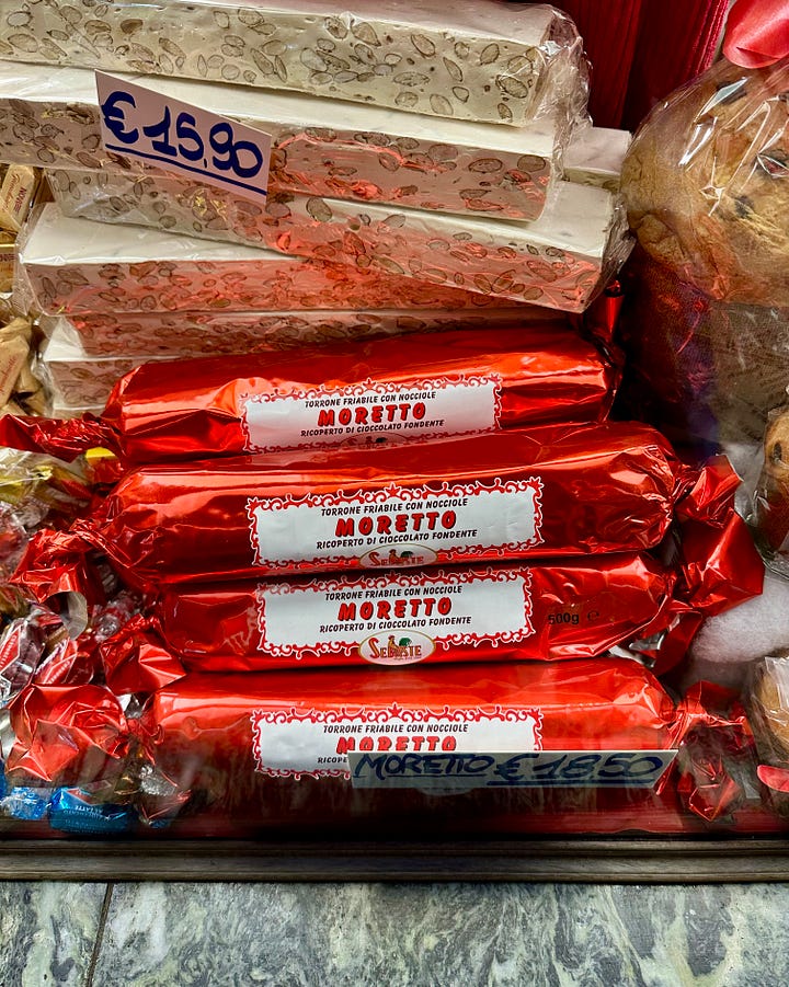 Soft torrone nougat from Abruzzo in vintage holiday box