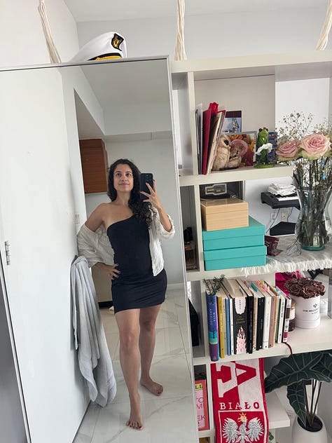 3 photos of me in the Bianca One Shoulder Dress