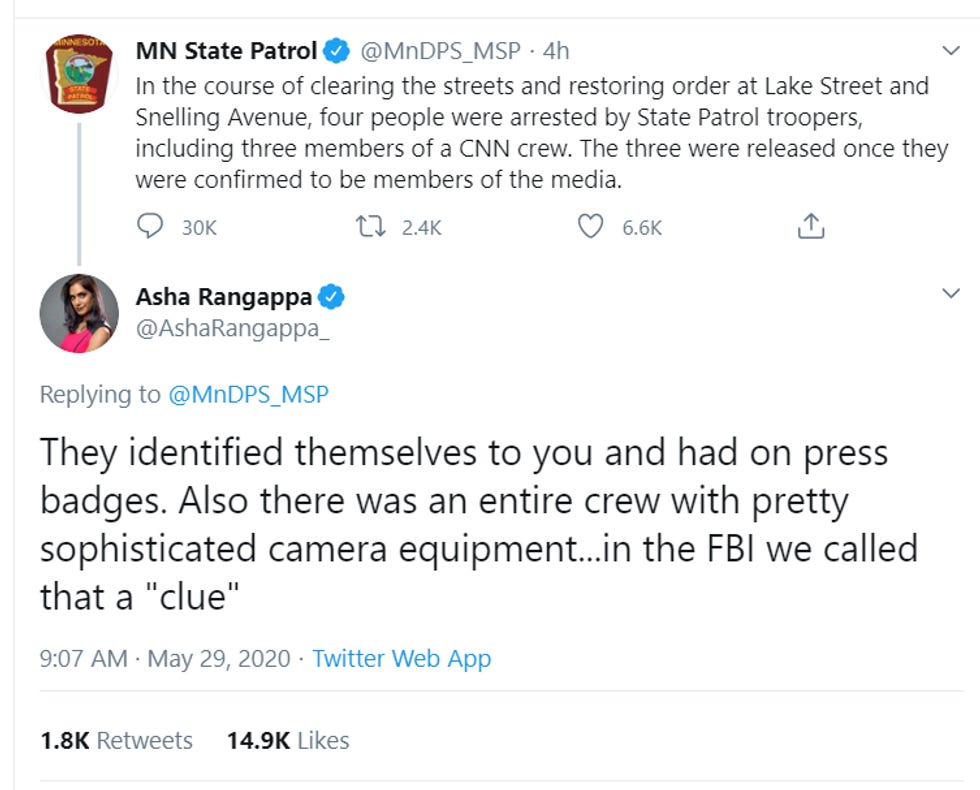 They identified themselves to you and had on press badges. Also there was an entire crew with pretty sophisticated camera equipment... in the FBI we called that a "clue." They identified themselves to you and had on press badges. Also there was an entire crew with pretty sophisticated camera equipment... in the FBI we called that a "clue."