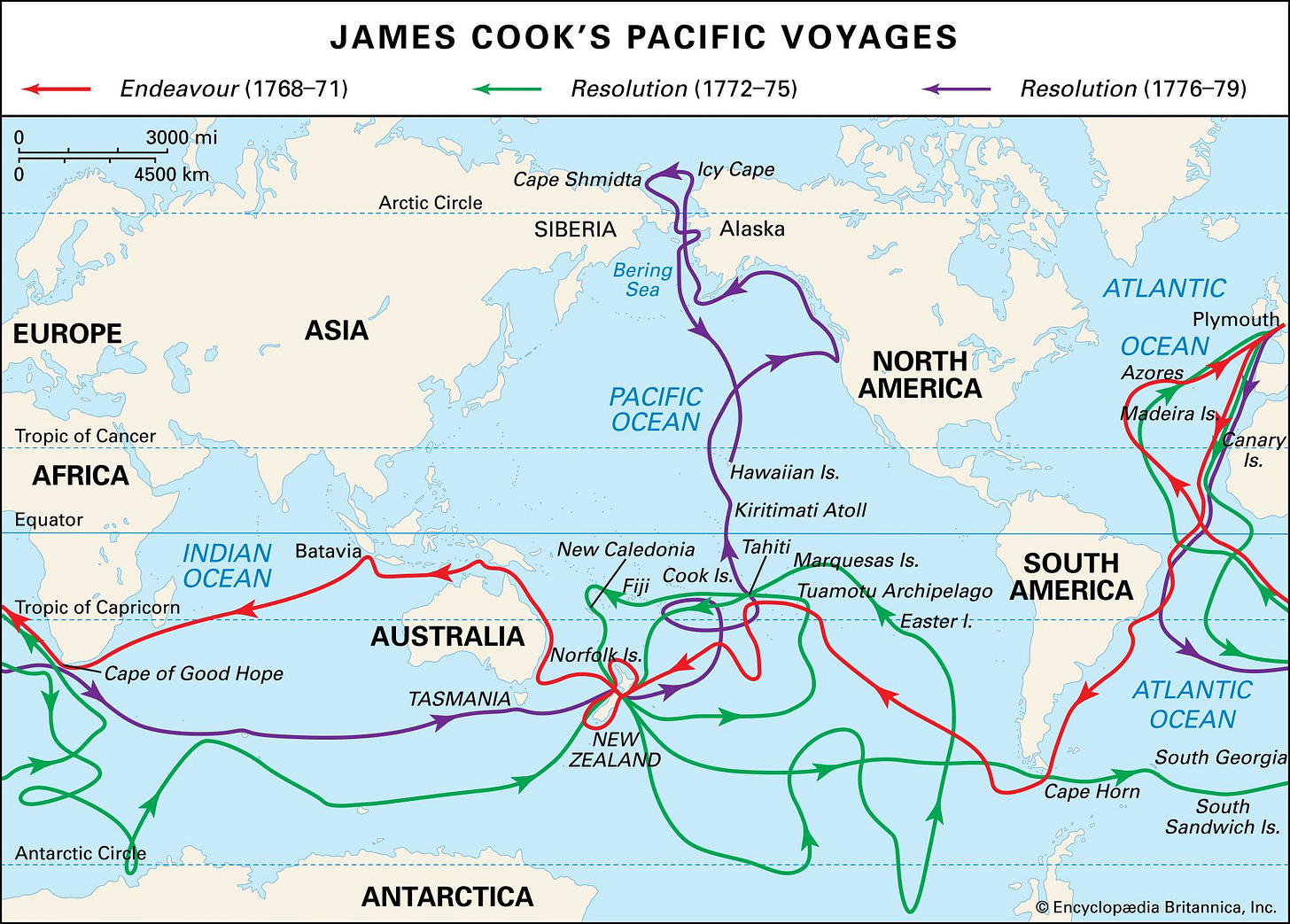 James Cook | Biography, Accomplishments, Ship, Voyage Route, Family, Death,  & Facts | Britannica