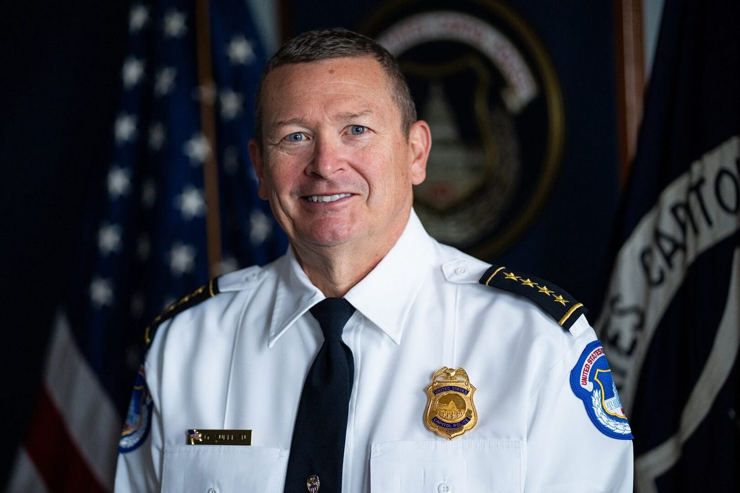 United States Capitol Police Chief Michael Sullivan poses in the USCP headquarters in Washington on Monday, August 18, 2025. United States Capitol Police Chief Michael Sullivan poses in the USCP headquarters in Washington on Monday, August 18, 2025.