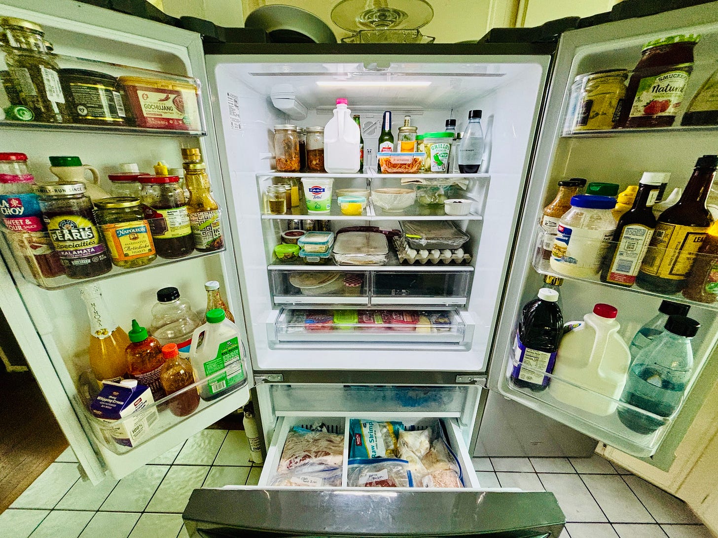 Inside Betty Williams french door fridge. Inside Betty Williams french door fridge.
