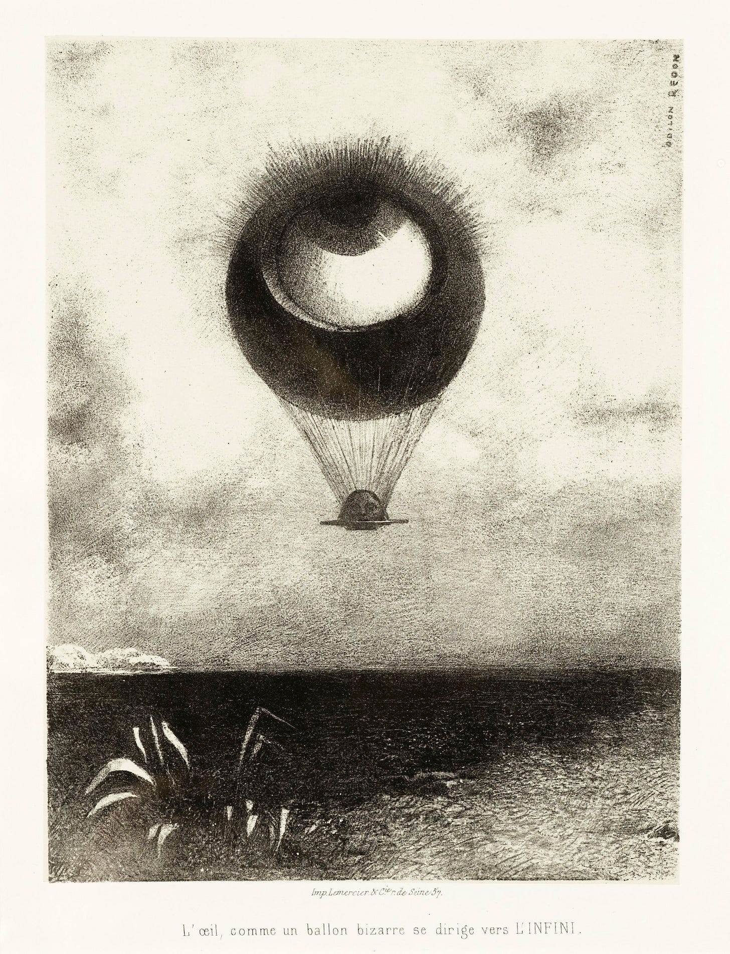 Redon eye balloon lithograph