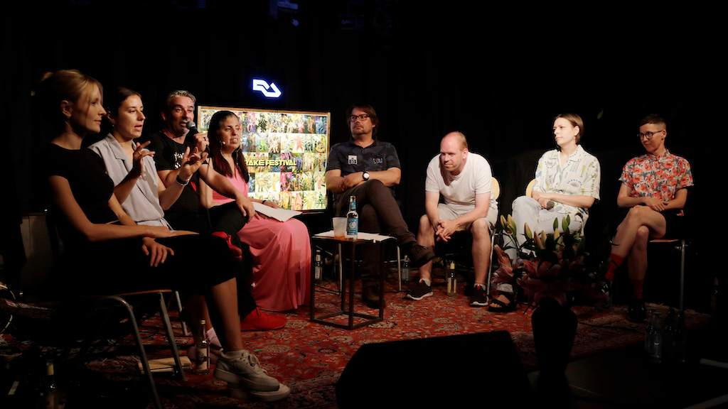 An all-light-skinned panel of disabled nightlife witches and nondisabled allies.