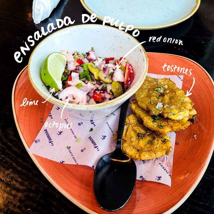 Guayaba Batido and Ensalada de Pulpo