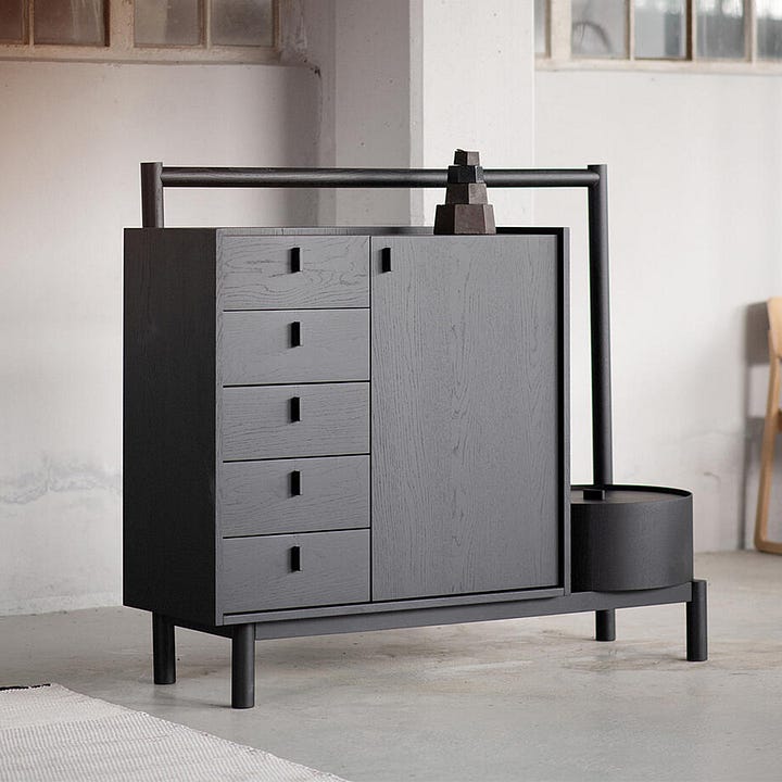 Ariake Cabinet (Image: Umu) | Cabinet of Curiosity (Image: Stellar Works) | Emperor Light (Image: Moooi) | Intersection Chair (Image: La Manufacture)