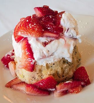 strawberry shortcakes, strawberry semifreddo, strawberry trifle