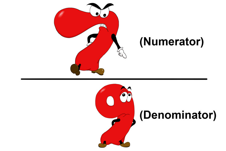 Numerator at the top and denominator at the bottom