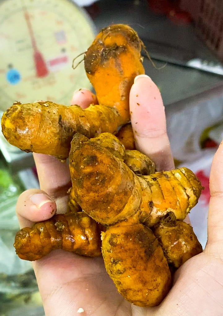 galangal and turmeric at the market