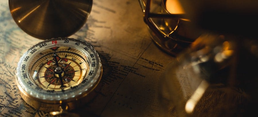 Compass and map Compass and map