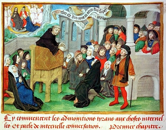 Ms.230 fol.57 Monk Preaching on Imitatio - French School as art print or hand painted oil. Ms.230 fol.57 Monk Preaching on Imitatio - French School as art print or hand painted oil.
