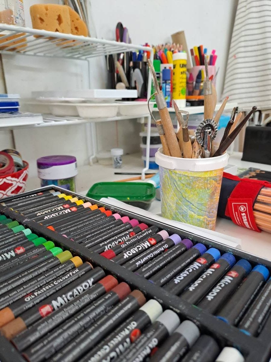 art therapy tools in a studio art therapy tools in a studio