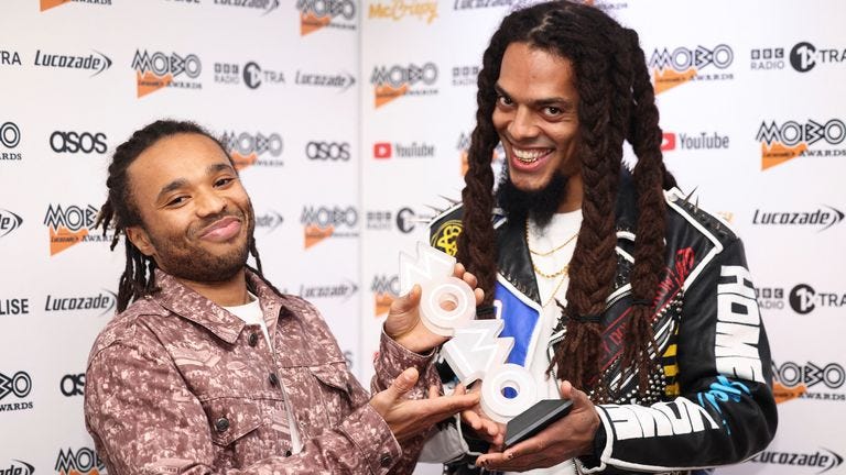 Bob Vylan with their MOBO award in London in November 2022. Pic: Reuters