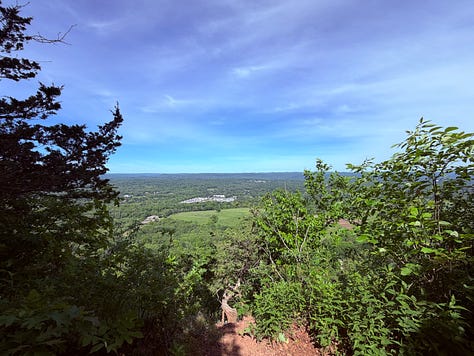 sky, grass, rocks, ridge, clouds, tree, trail, dirt