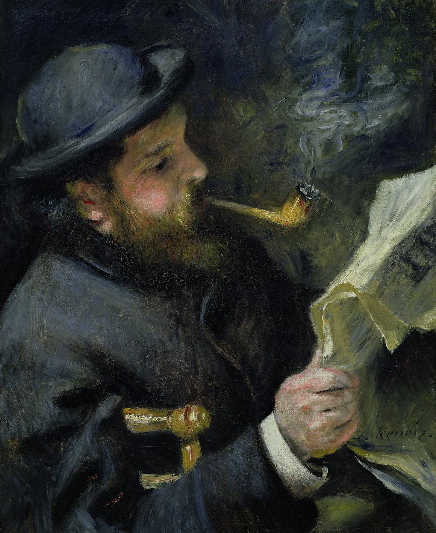 Pierre Auguste Renoir, Claude Monet Reading, 1873 Pierre Auguste Renoir, Claude Monet Reading, 1873