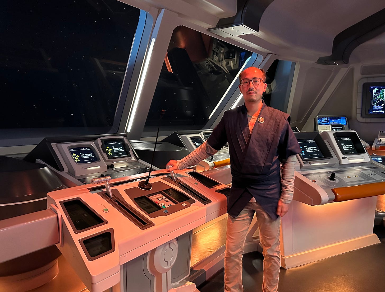 Adrian on the bridge of the Star Wars hotel