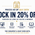 20% off ends the 20th — then prices go up