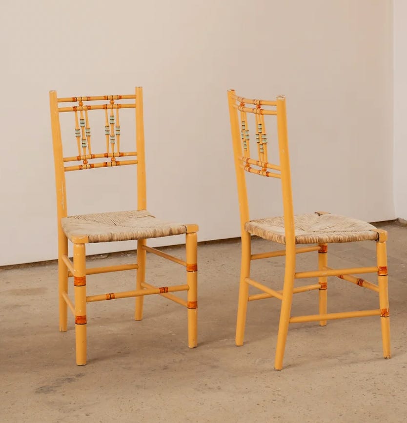 Soap & Salvation, Set Of 6 Faux Bamboo Regency Chairs With Striped Paint, £650