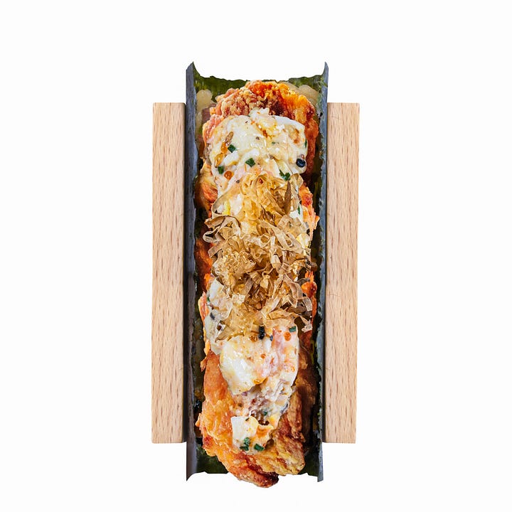 The Smoked Hamachi and Chicken Nanban hand rolls