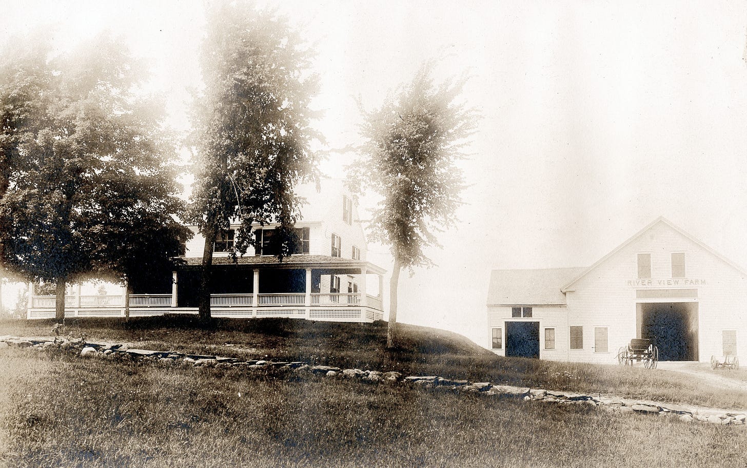 House with porch, detached barn